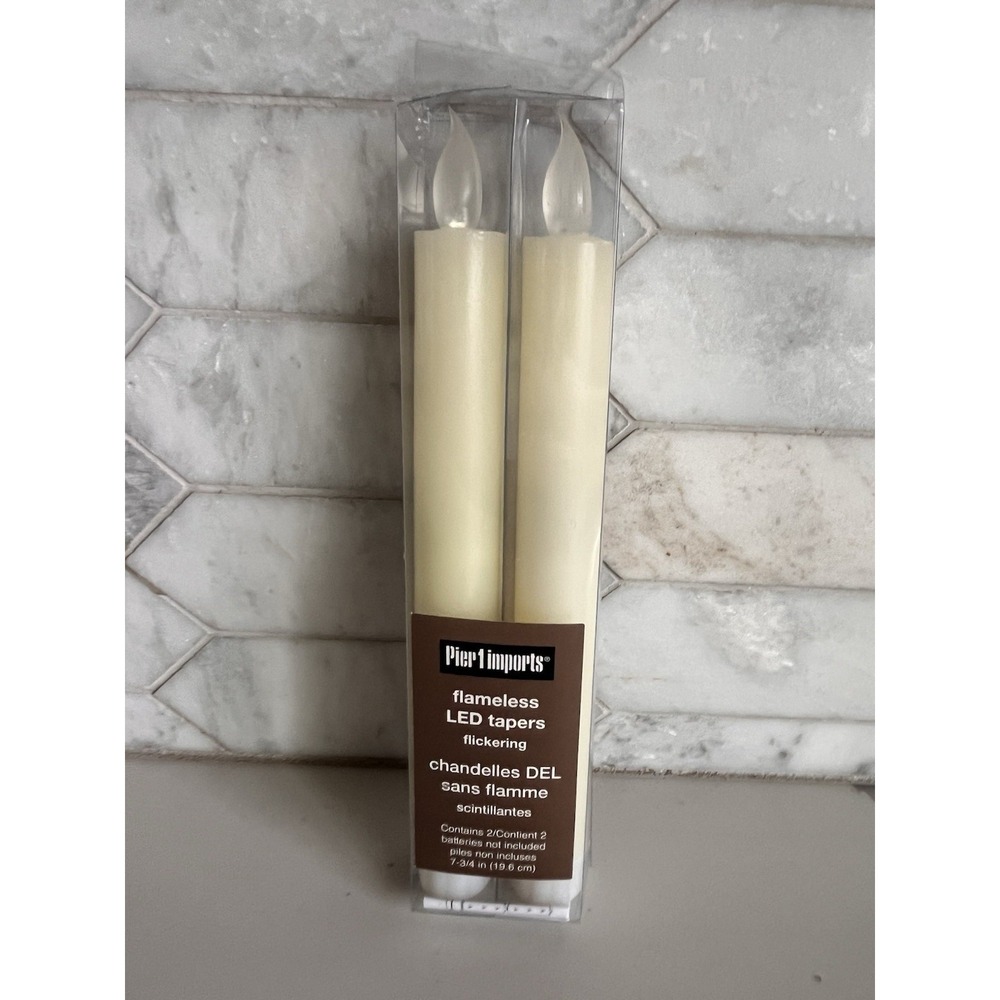 Pier 1 Imports Flameless Taper LED Flickering New In Box 8" AAA No Batteries